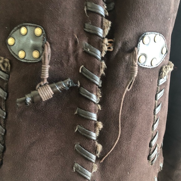 Via Spiga Faux Suede Leather Hooded Fleece Coat - Picture 6 of 8